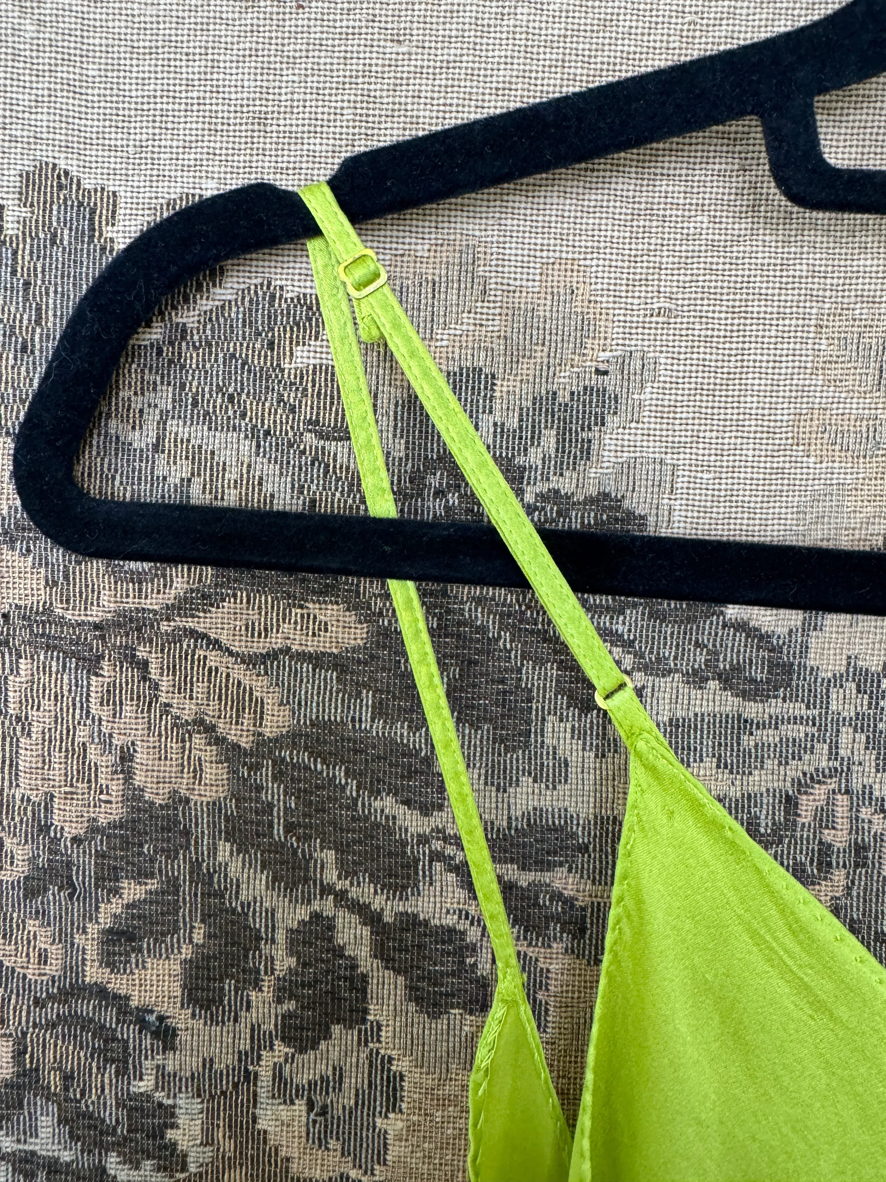 1930s Chartreuse Silk Slip Dress