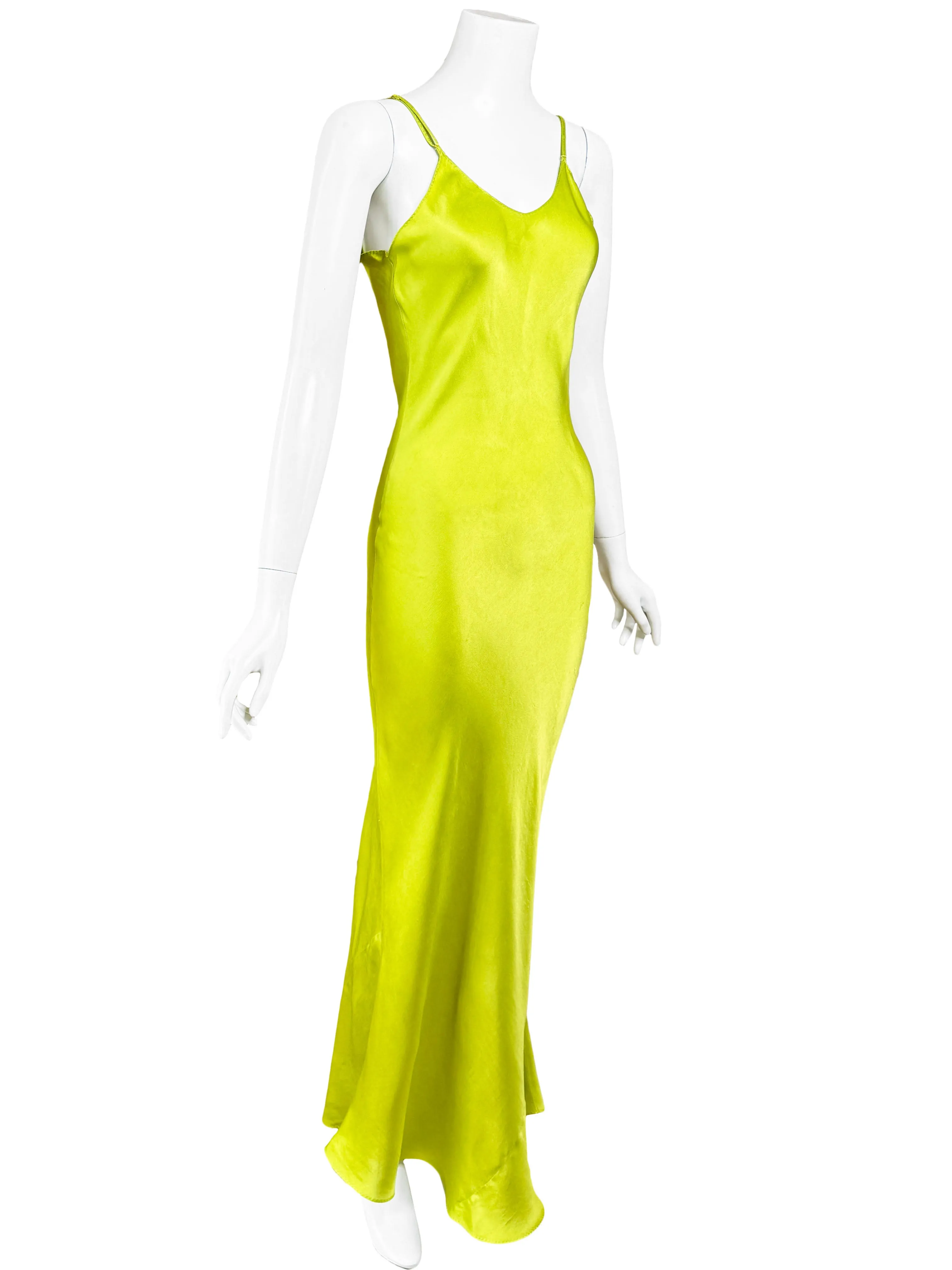 1930s Chartreuse Silk Slip Dress