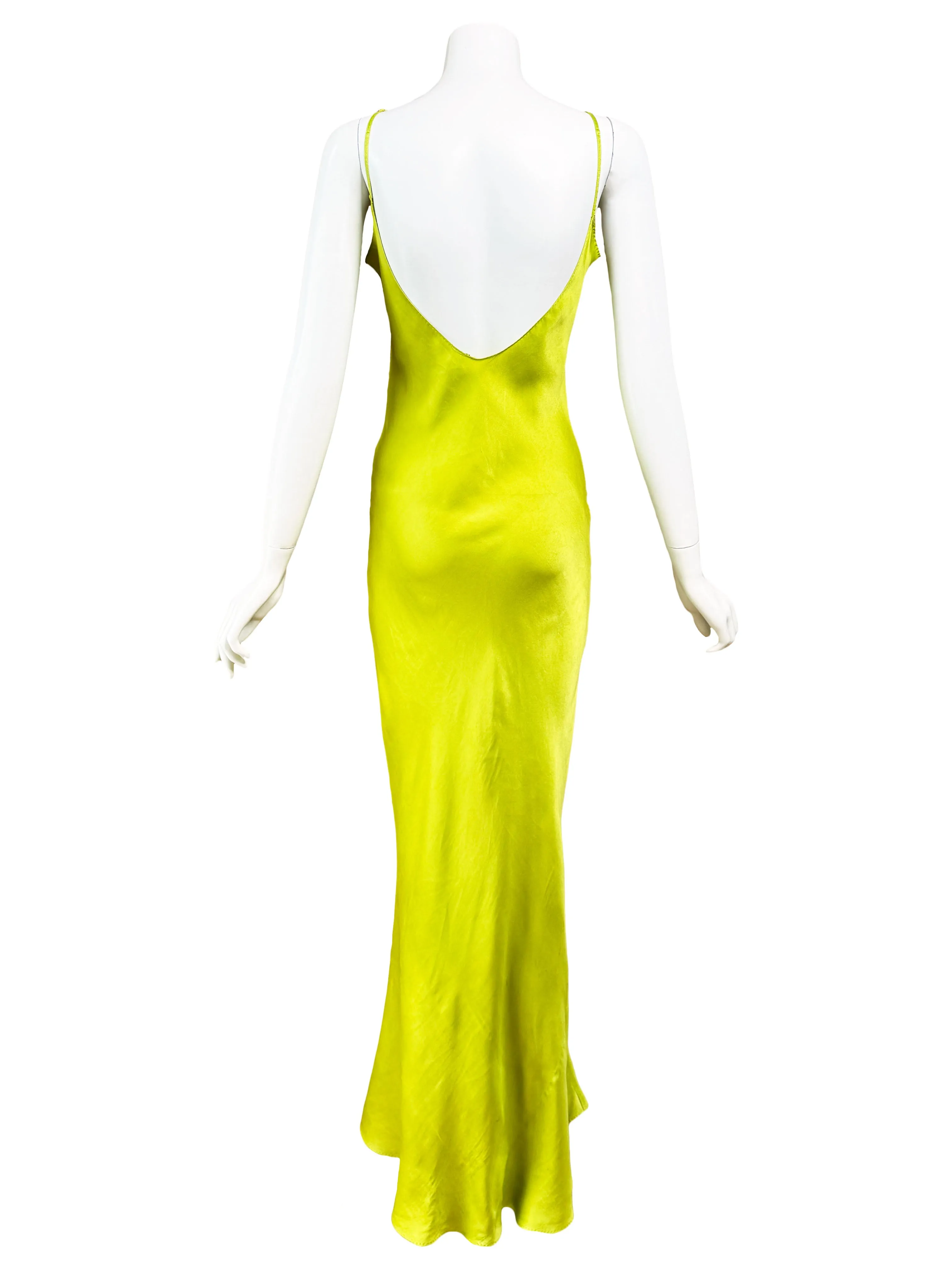 1930s Chartreuse Silk Slip Dress