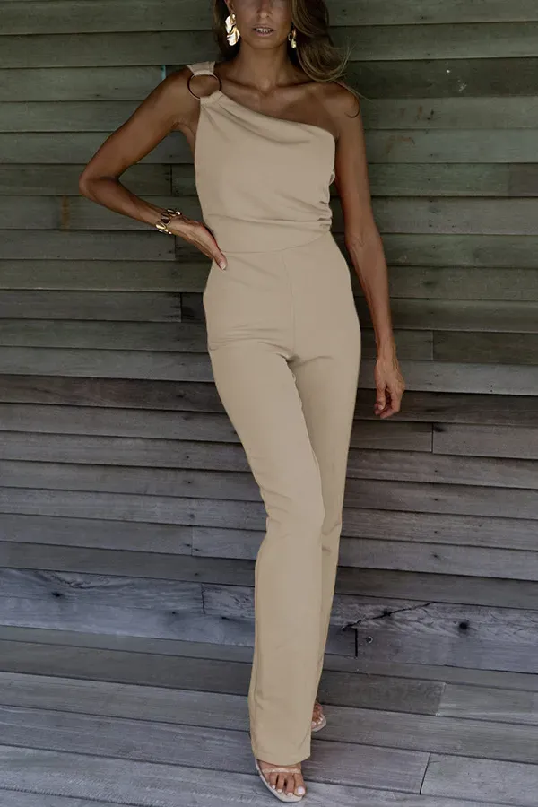 Aisla One-Shoulder Ring Detail Tailored Jumpsuit