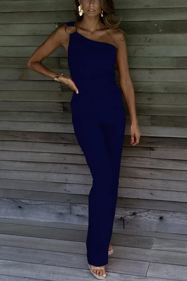 Aisla One-Shoulder Ring Detail Tailored Jumpsuit