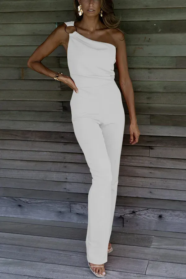 Aisla One-Shoulder Ring Detail Tailored Jumpsuit