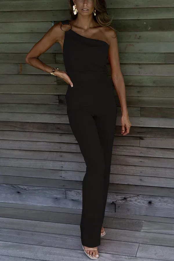 Aisla One-Shoulder Ring Detail Tailored Jumpsuit