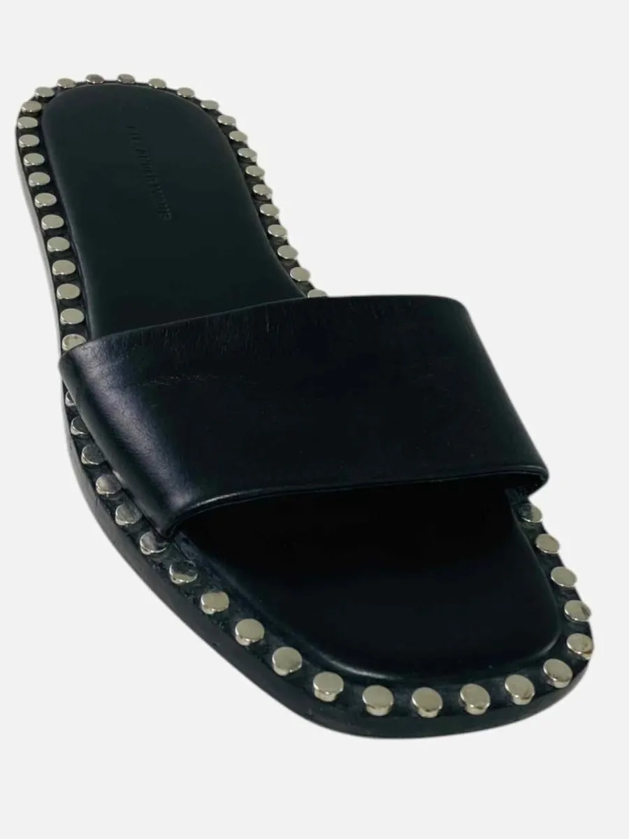 ALEXANDER WANG Studded Black Slides 36.5