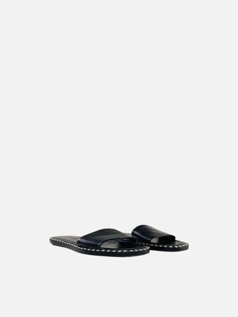 ALEXANDER WANG Studded Black Slides 36.5