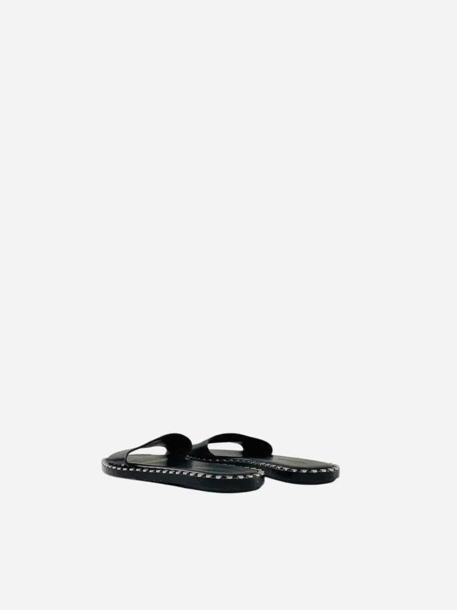 ALEXANDER WANG Studded Black Slides 36.5