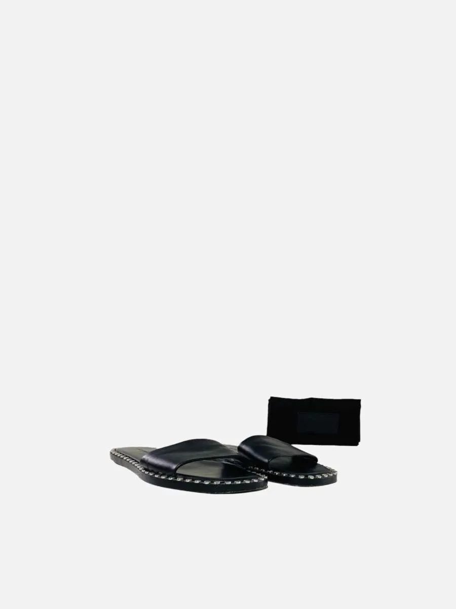 ALEXANDER WANG Studded Black Slides 36.5