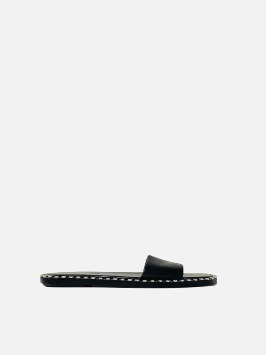 ALEXANDER WANG Studded Black Slides 36.5