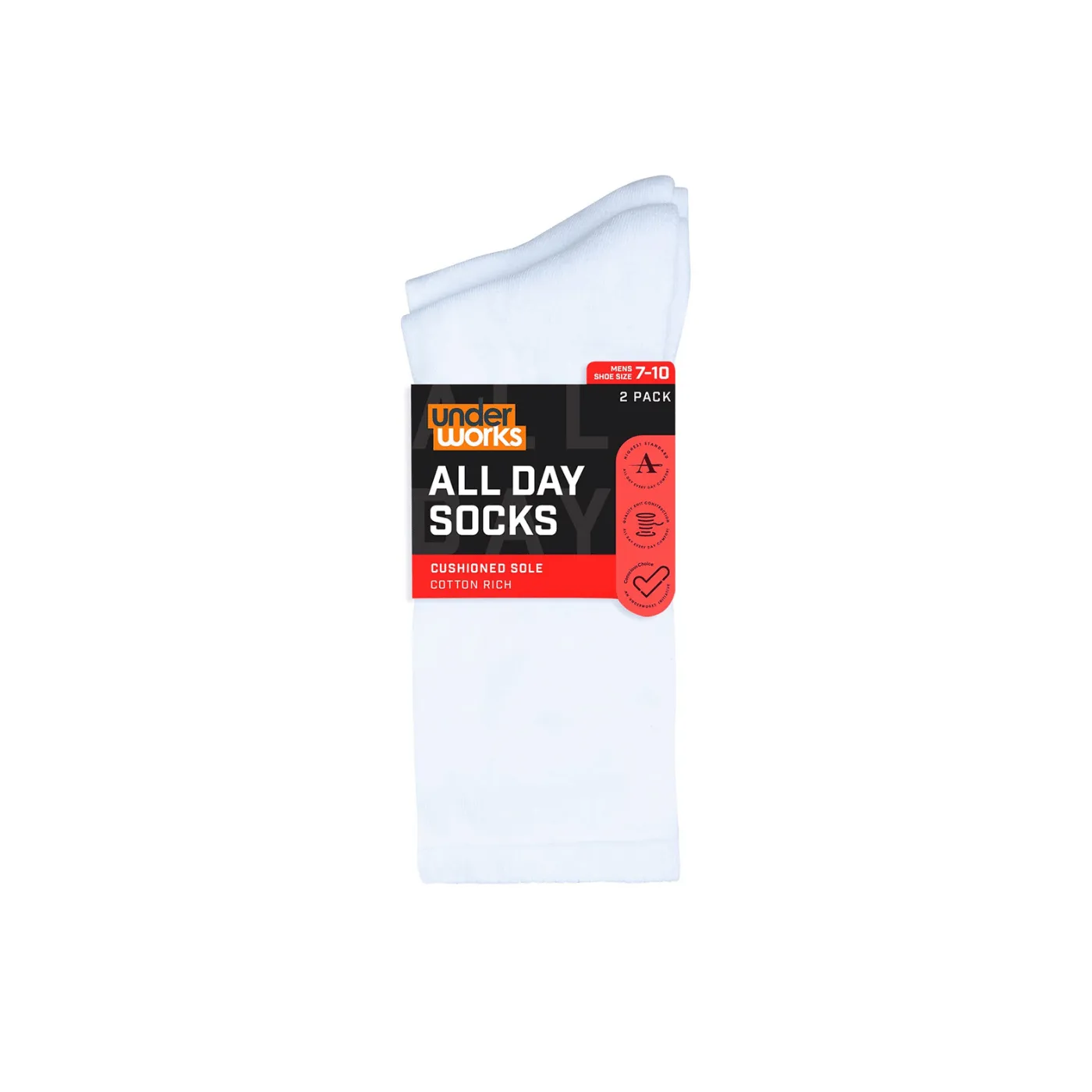 All Day Socks Men's Cushion Crew 2pk