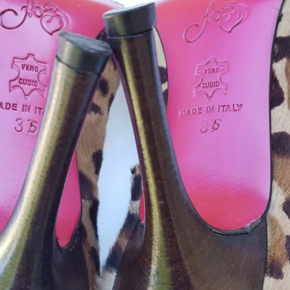 Angeleigh Anastasio Womens Leopard Print Heels Size EU 36 US 5.5 Made in Italy