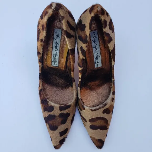 Angeleigh Anastasio Womens Leopard Print Heels Size EU 36 US 5.5 Made in Italy