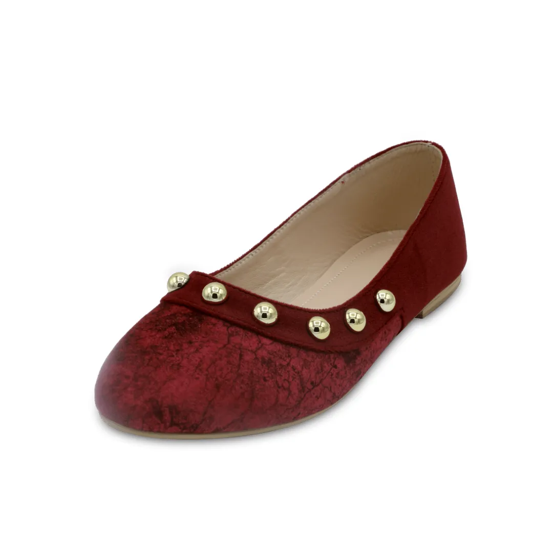 Ballet - Maroon Flats with Studs