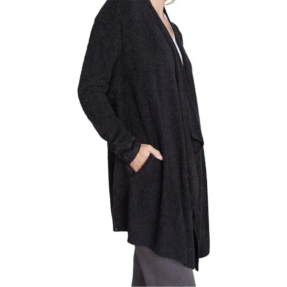 barefoot Dreams CozyChicLite Island Wrap black cardigan sweater s/m quiet luxury