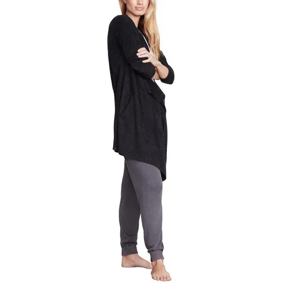 barefoot Dreams CozyChicLite Island Wrap black cardigan sweater s/m quiet luxury