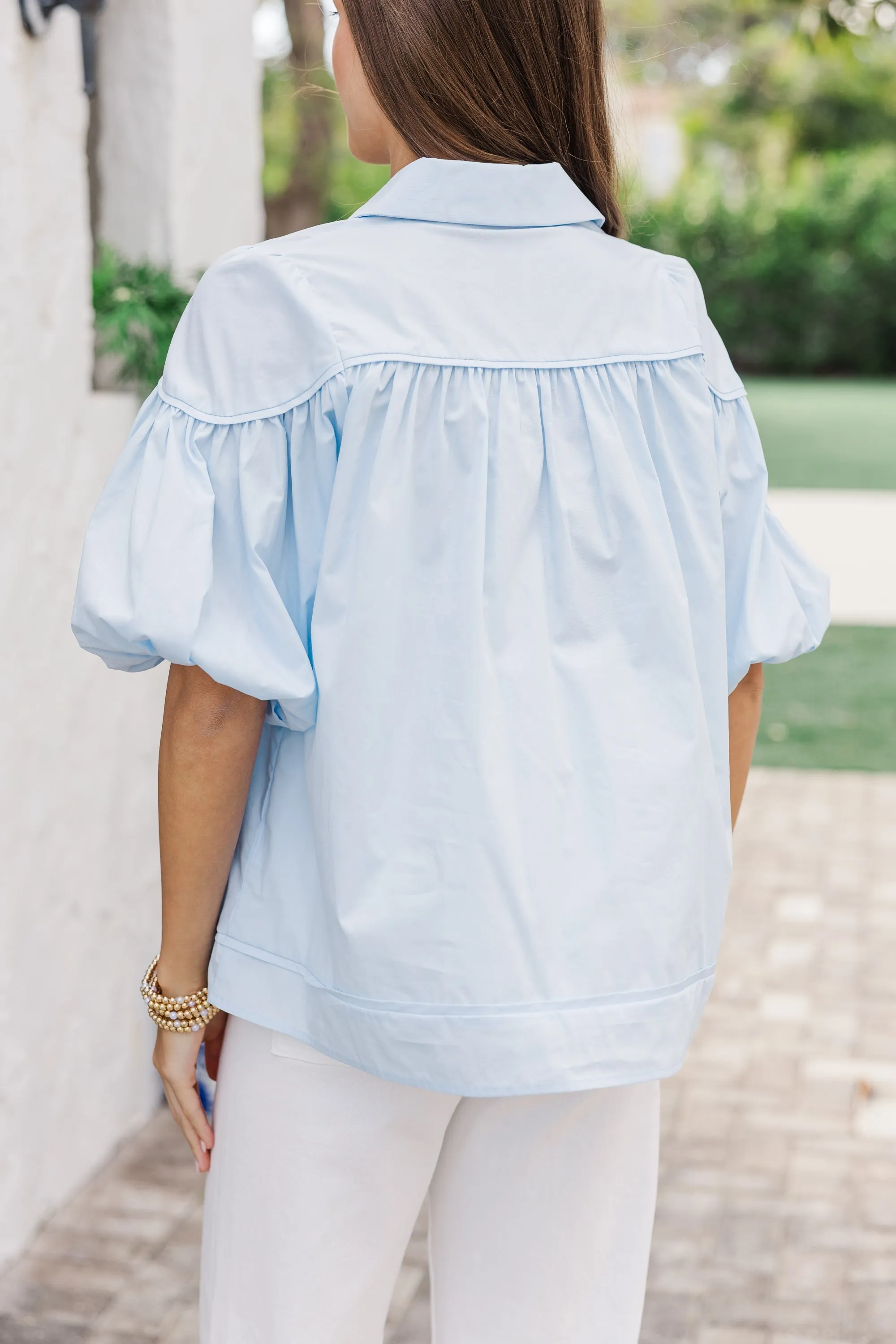 Better Than You Know Light Blue Puff Sleeve Blouse