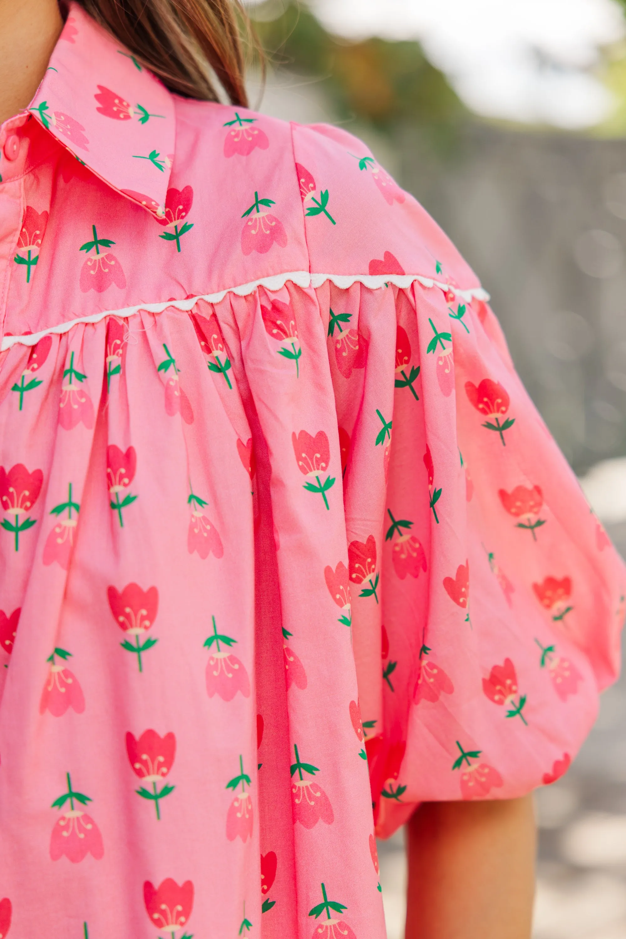 Better Than You Know Pink Floral Puff Sleeve Blouse