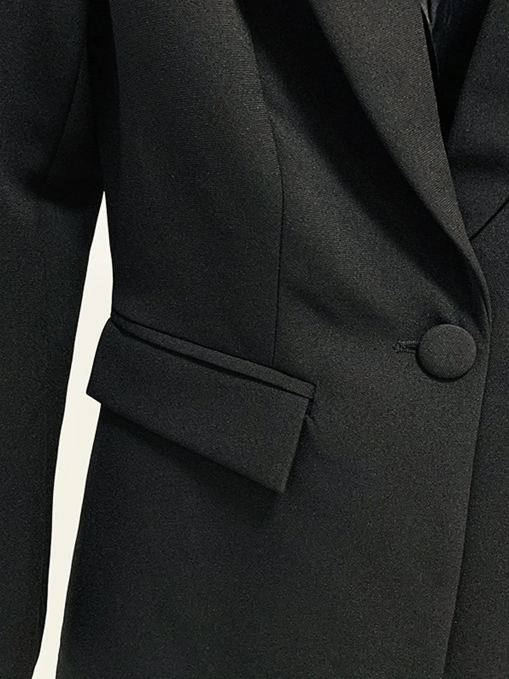 Black 2 Piece Peak Lapel Single Breasted Slim Fit Women's Suit