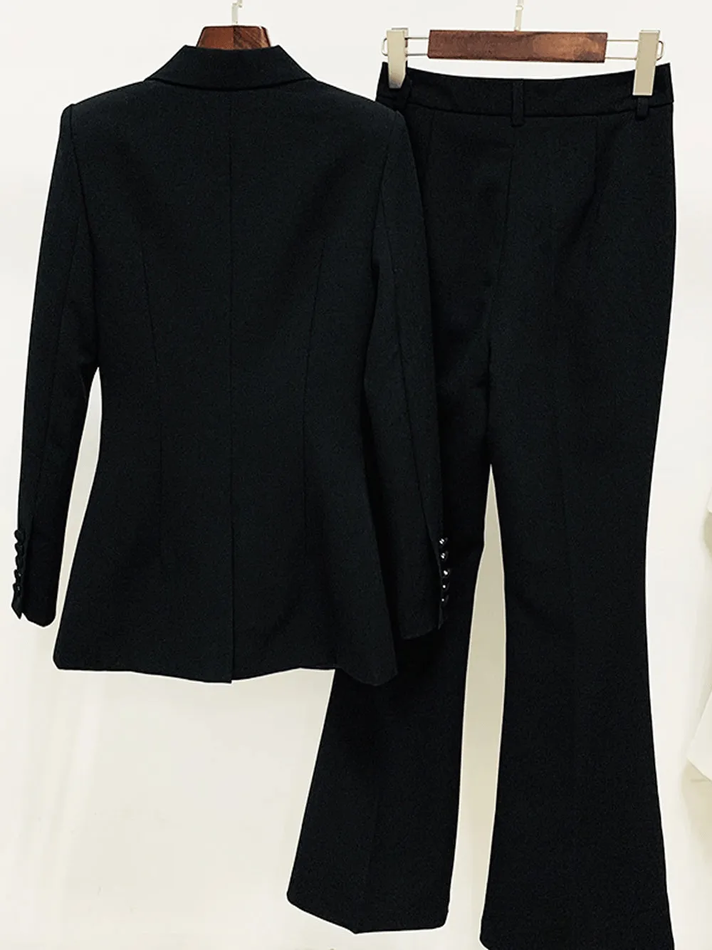 Black 2 Piece Peak Lapel Single Breasted Slim Fit Women's Suit