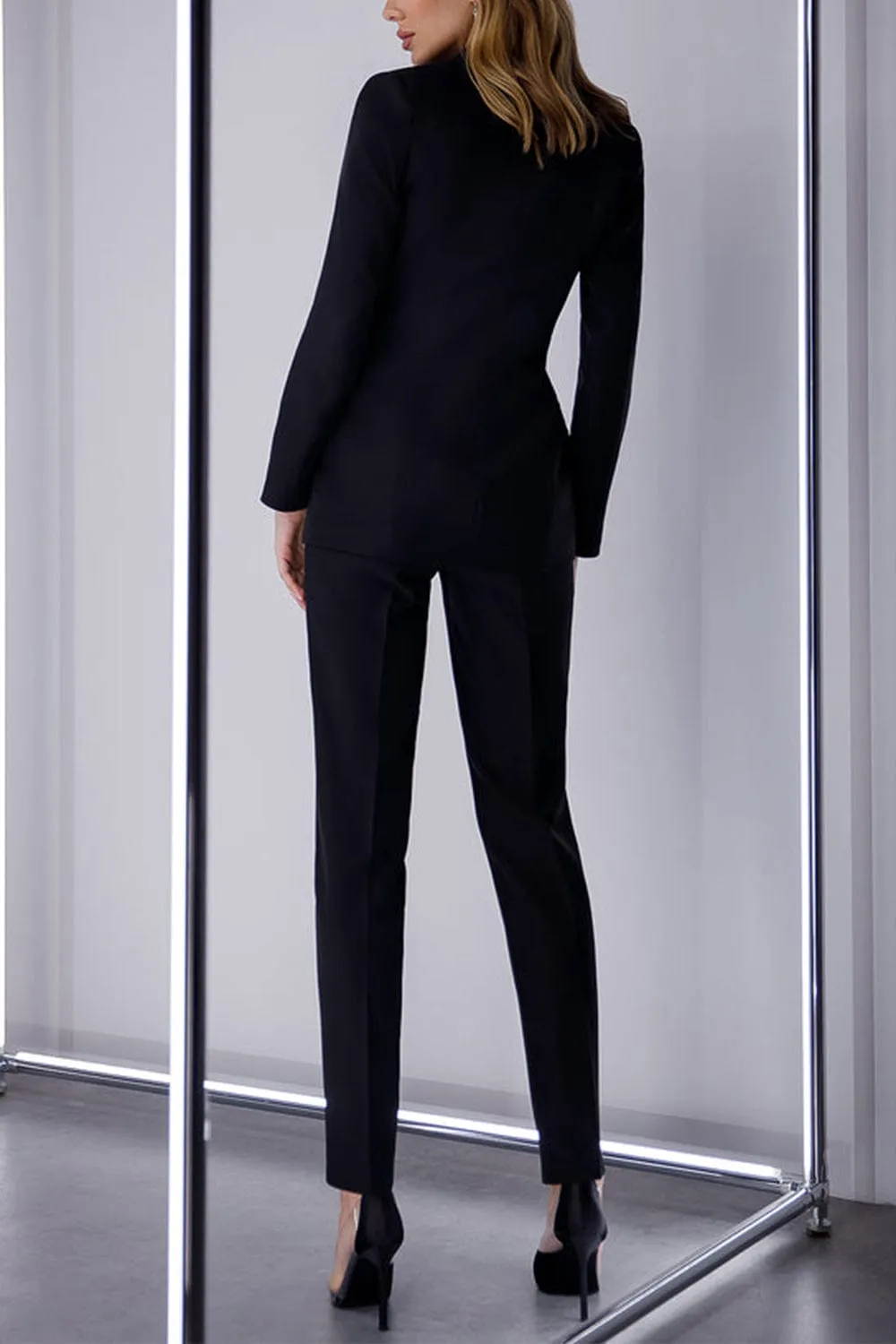 Black 3 Piece Single Buttons Peak Lapel Women Suit (Blazer Vest Pants)