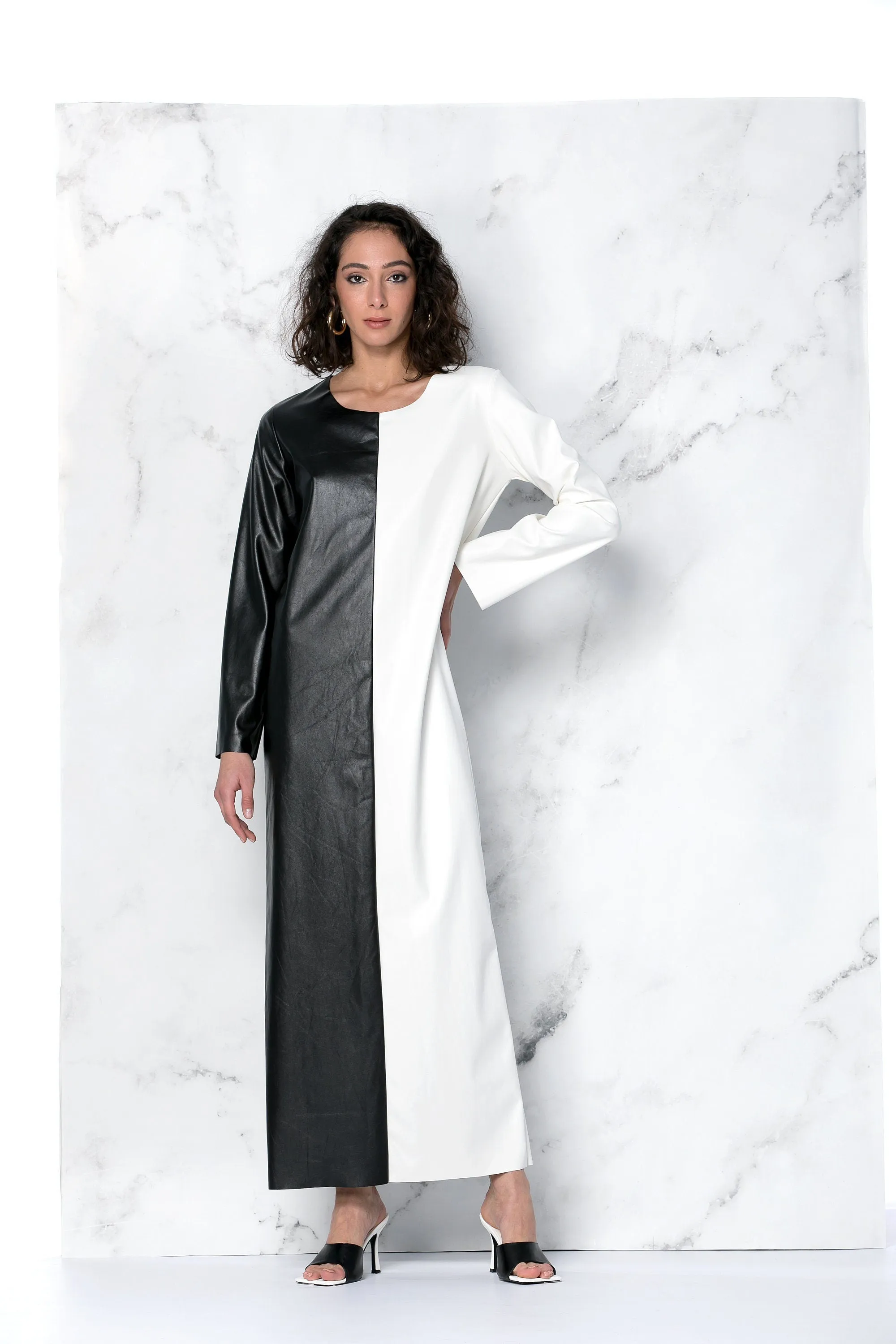 Black and White Dress, Faux Leather Dress, Black Maxi Dress, Pencil Dress, Kaftan Dress, Plus Size Dress, Minimalist Dress, Steampunk Dress