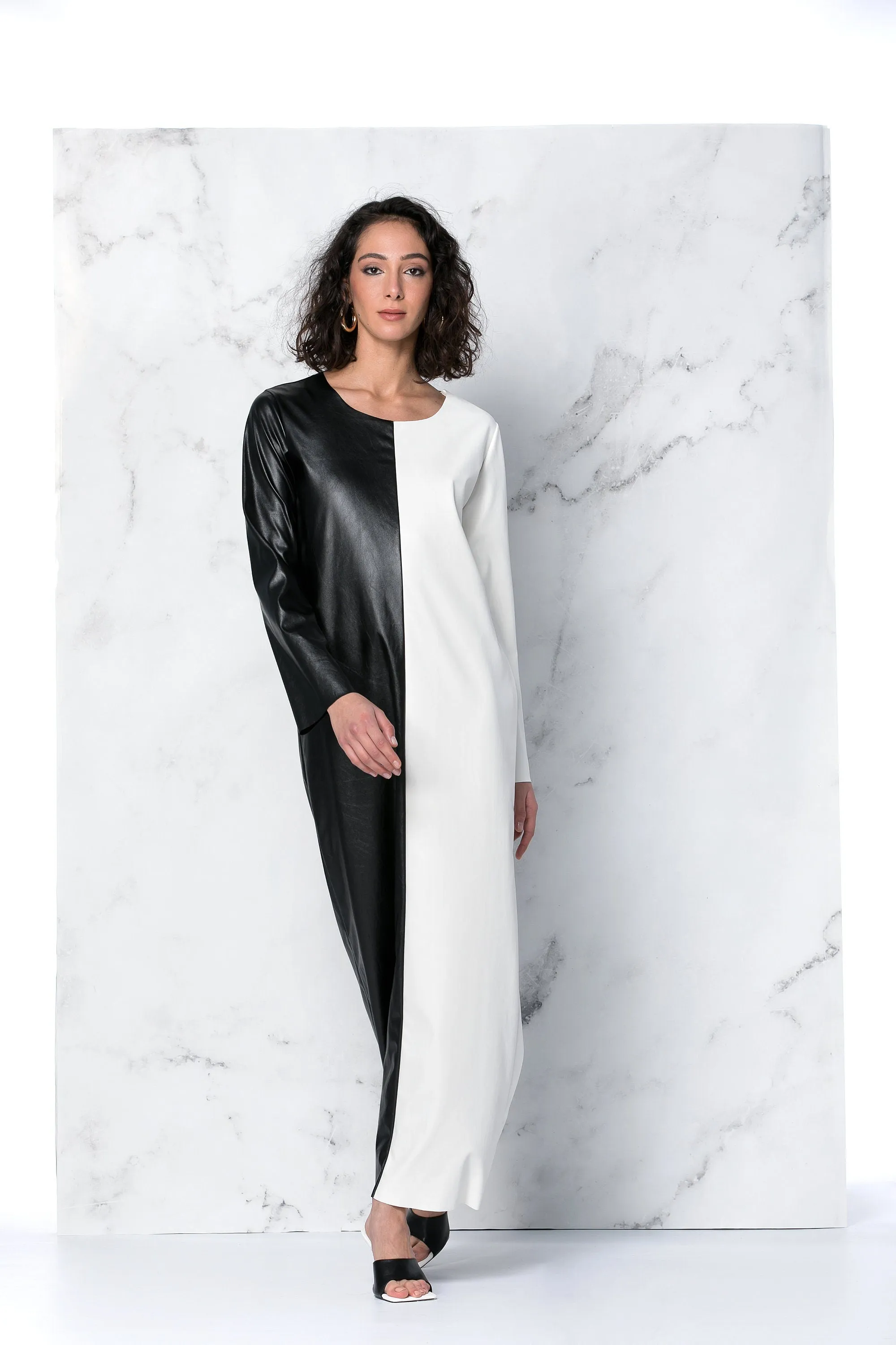 Black and White Dress, Faux Leather Dress, Black Maxi Dress, Pencil Dress, Kaftan Dress, Plus Size Dress, Minimalist Dress, Steampunk Dress