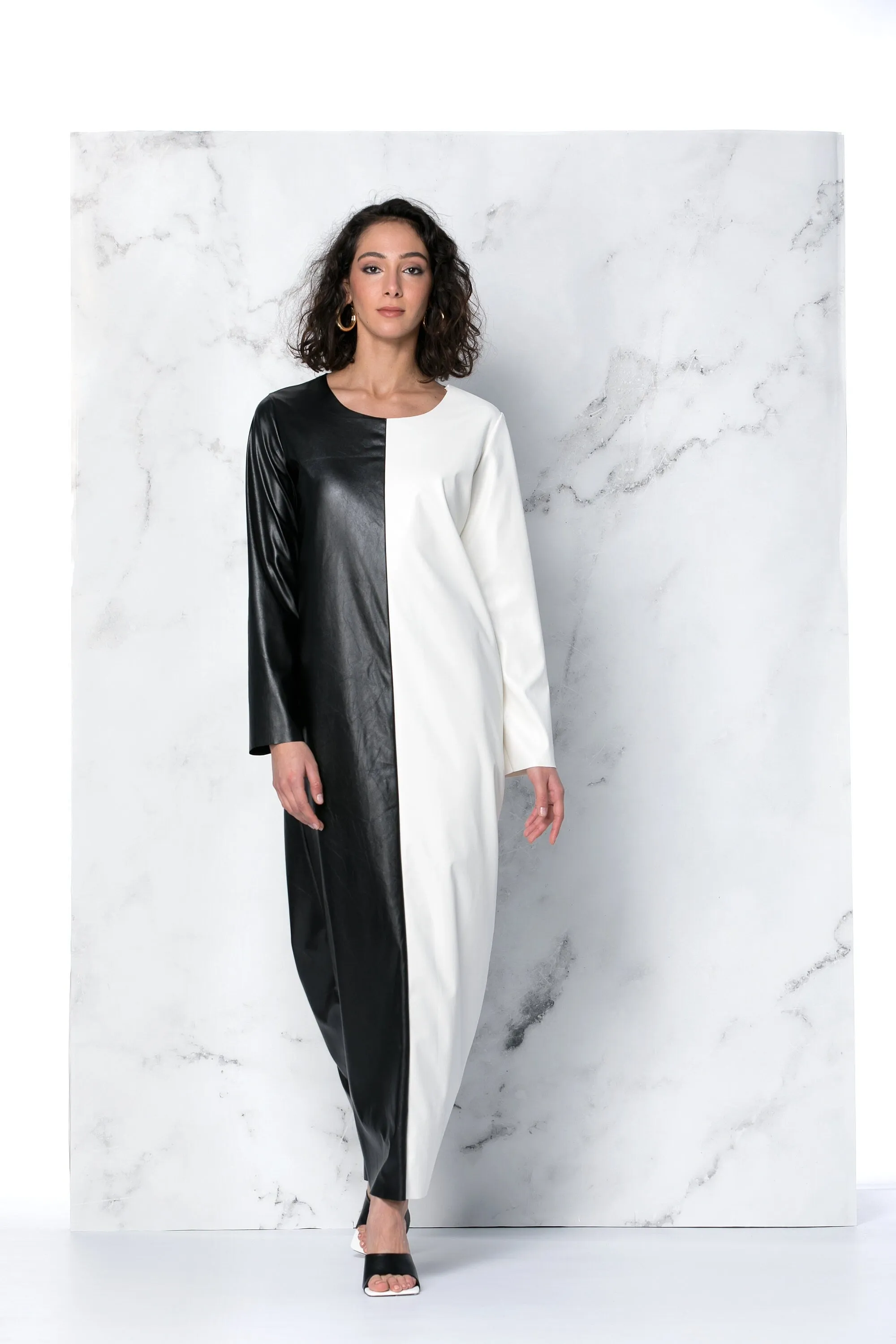 Black and White Dress, Faux Leather Dress, Black Maxi Dress, Pencil Dress, Kaftan Dress, Plus Size Dress, Minimalist Dress, Steampunk Dress