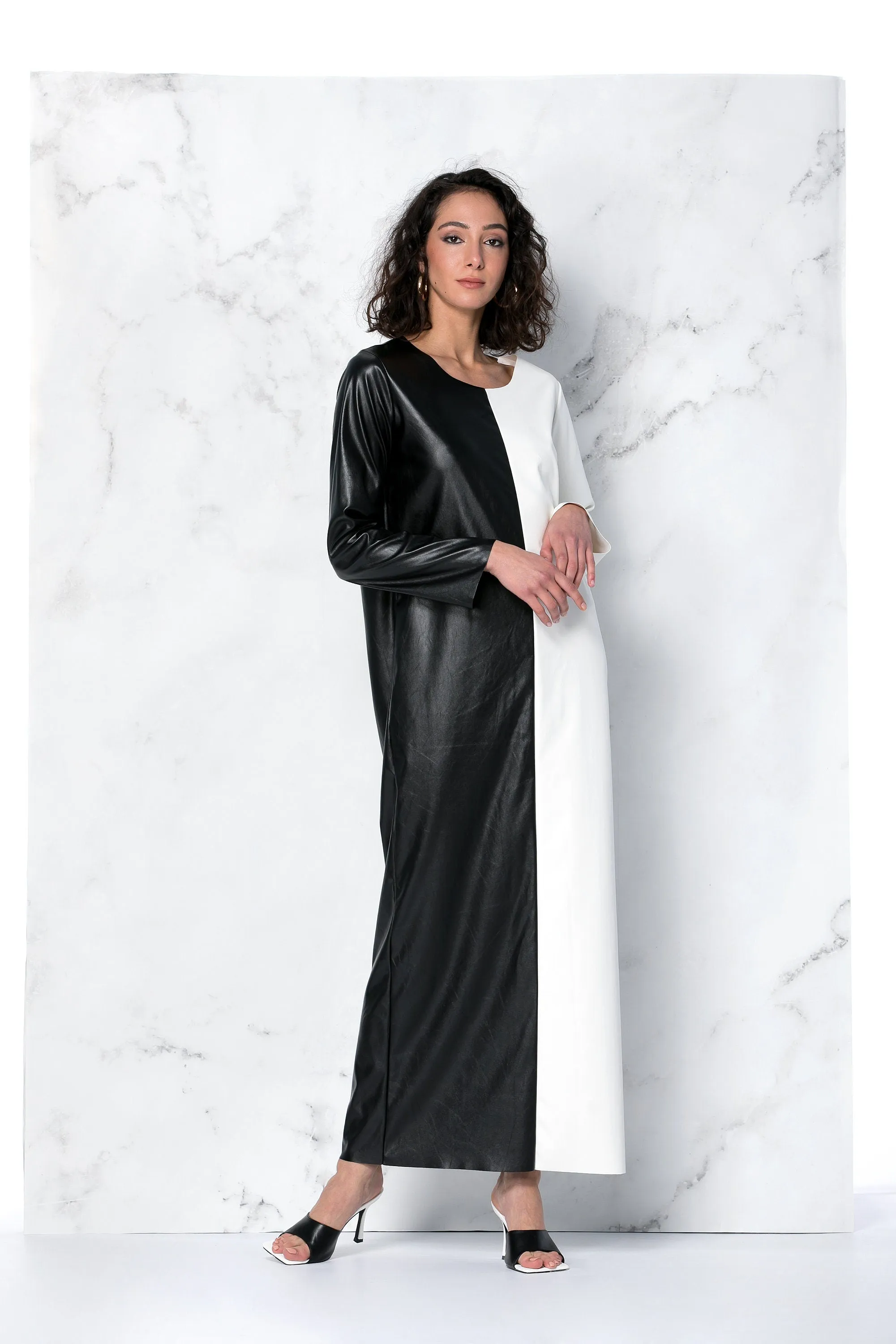 Black and White Dress, Faux Leather Dress, Black Maxi Dress, Pencil Dress, Kaftan Dress, Plus Size Dress, Minimalist Dress, Steampunk Dress