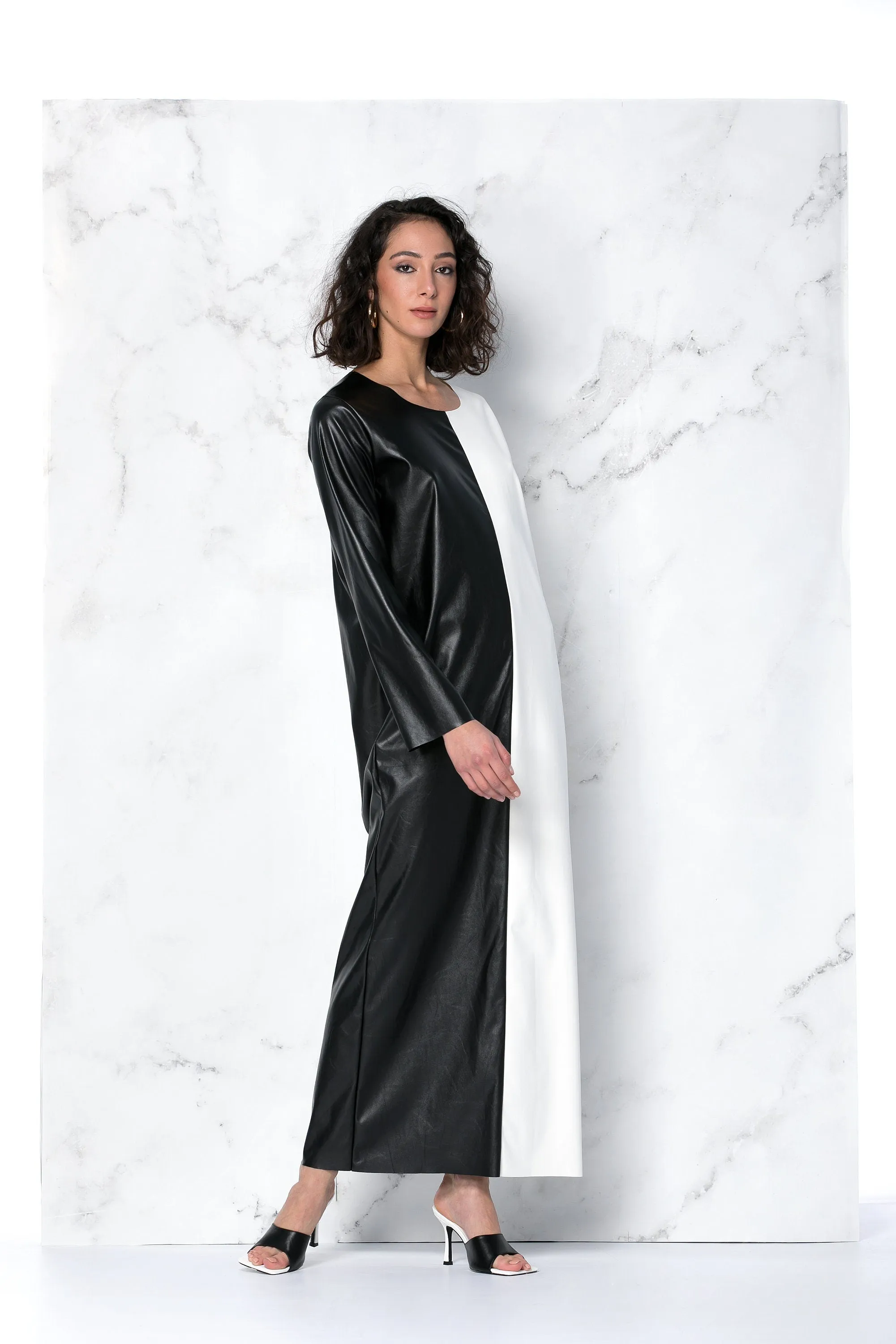 Black and White Dress, Faux Leather Dress, Black Maxi Dress, Pencil Dress, Kaftan Dress, Plus Size Dress, Minimalist Dress, Steampunk Dress