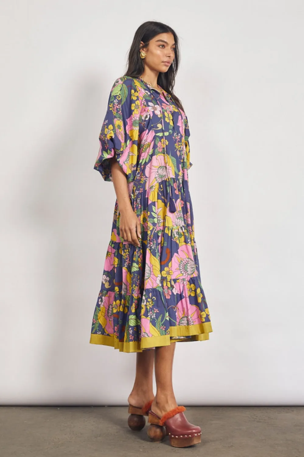 BOHEMIAN TRADERS VIVID BOHO MIDI DRESS NAVY