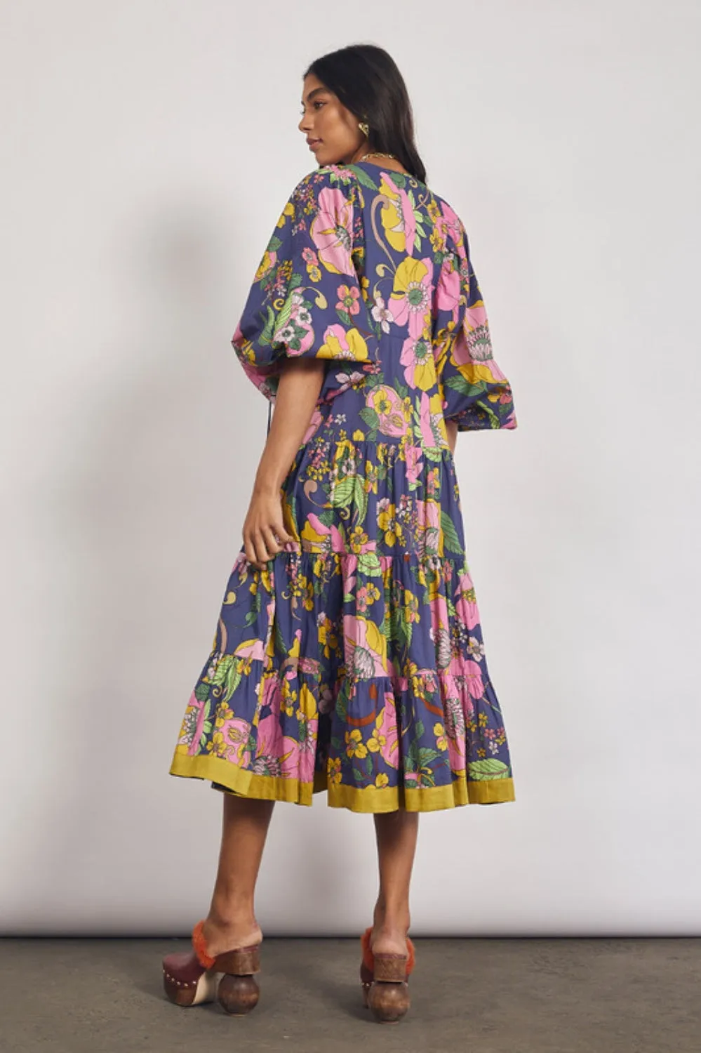 BOHEMIAN TRADERS VIVID BOHO MIDI DRESS NAVY