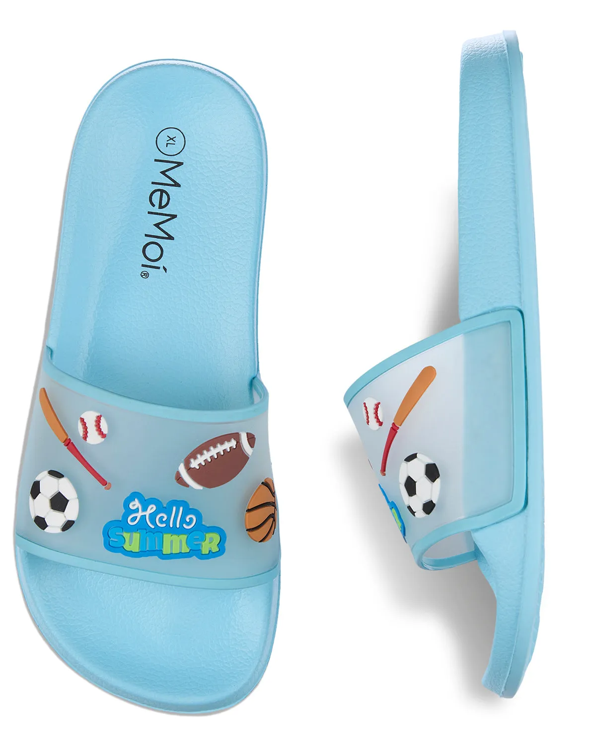 Boys and Girls Super-Soft Cushioned "Hello Summer" Slide Sandal
