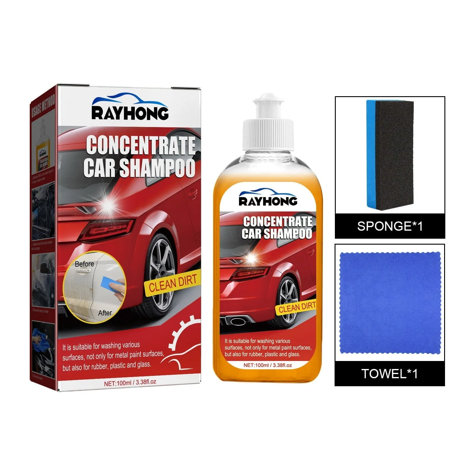 Car Exterior Shampoo Multipurpose Automotive Cleaners High Concentration Super Foam Strong Decontamination Auto Wash Supplies 100Ml
