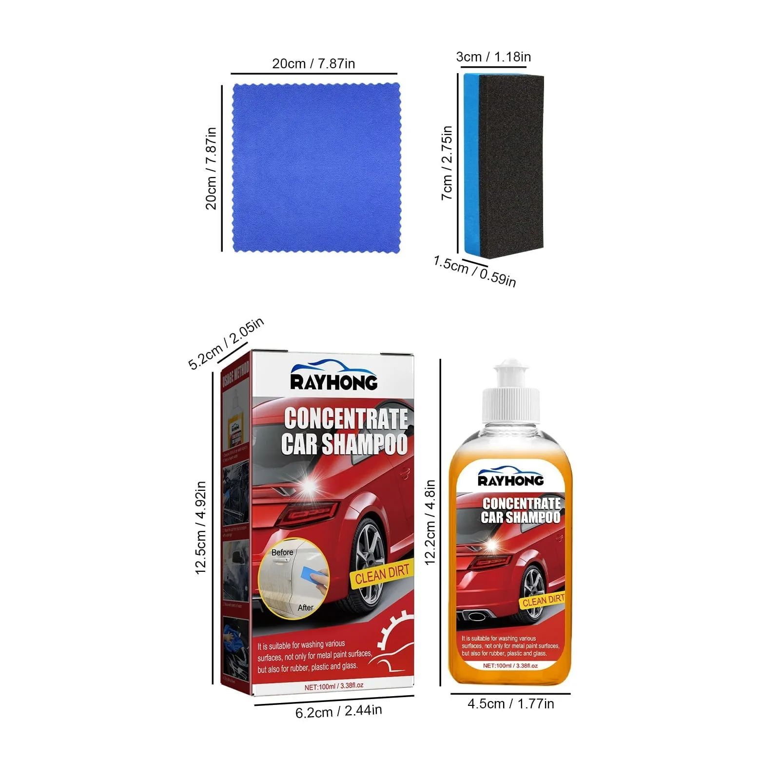 Car Exterior Shampoo Multipurpose Automotive Cleaners High Concentration Super Foam Strong Decontamination Auto Wash Supplies 100Ml