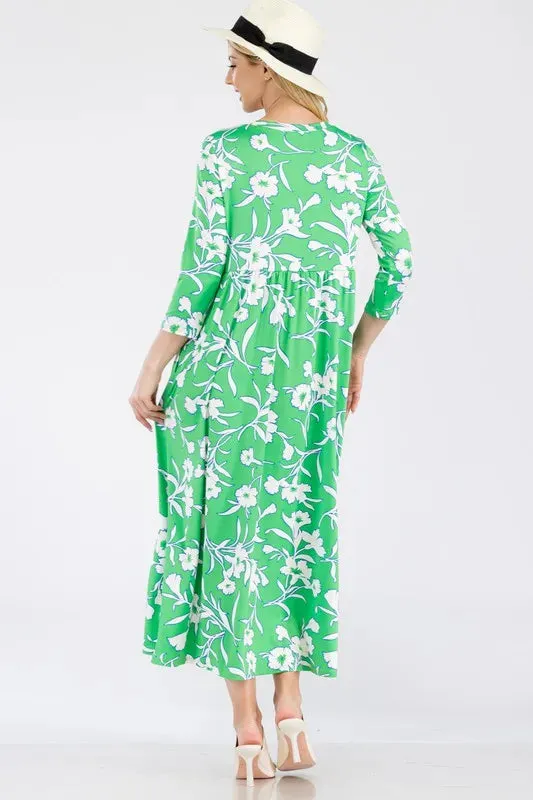 Celeste Full Size Floral Print Asymmetric Tiered Midi-Dress Plus Size