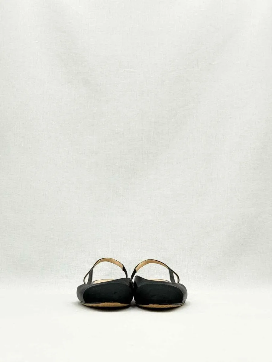 CHANEL Slingback Black Cap Toe Ballet Flats 35.5