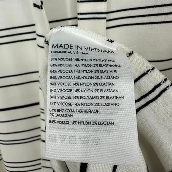Club Monaco Striped Square Neck Knit Midi Dress Ivory Egret Black Large