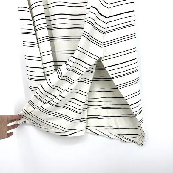Club Monaco Striped Square Neck Knit Midi Dress Ivory Egret Black Large