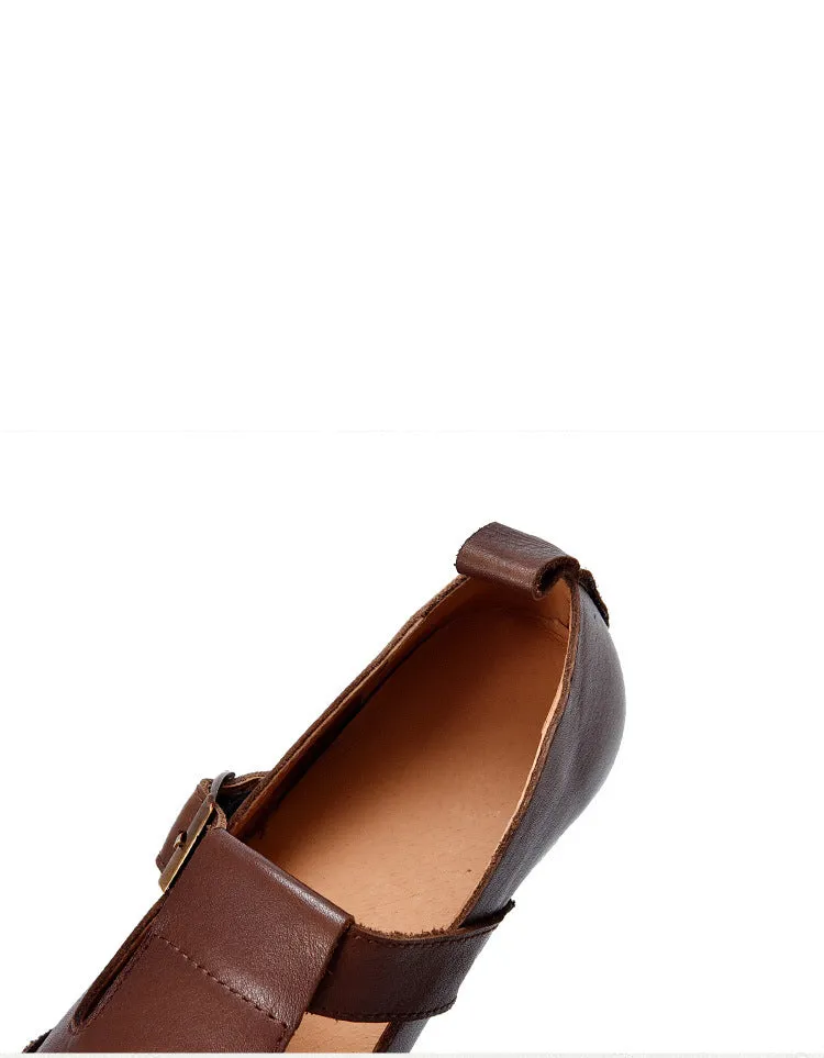 Comfortable T-strap Soft Soles Retro Flat Shoes