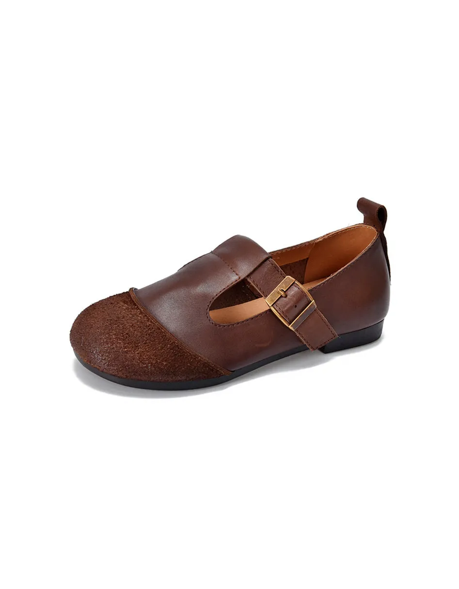Comfortable T-strap Soft Soles Retro Flat Shoes