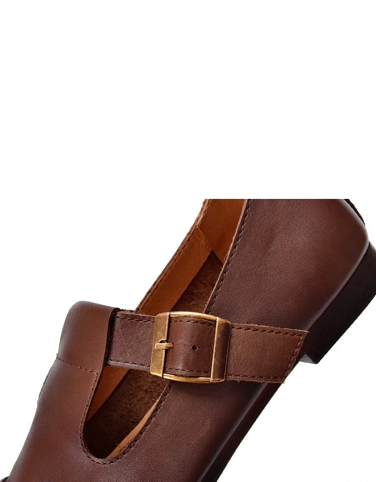 Comfortable T-strap Soft Soles Retro Flat Shoes