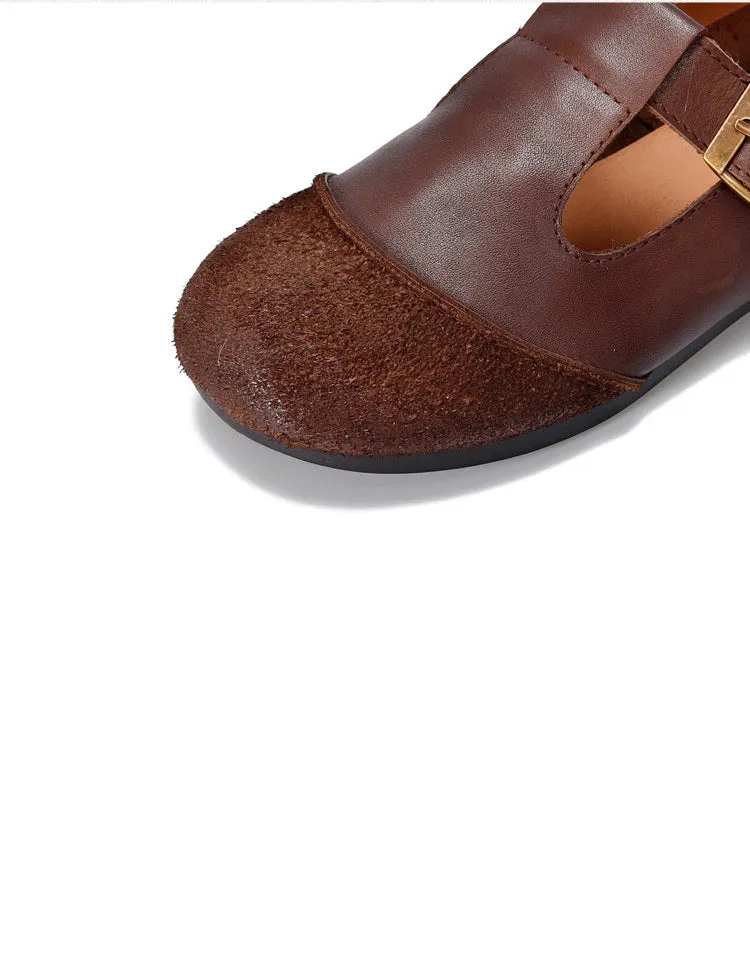 Comfortable T-strap Soft Soles Retro Flat Shoes