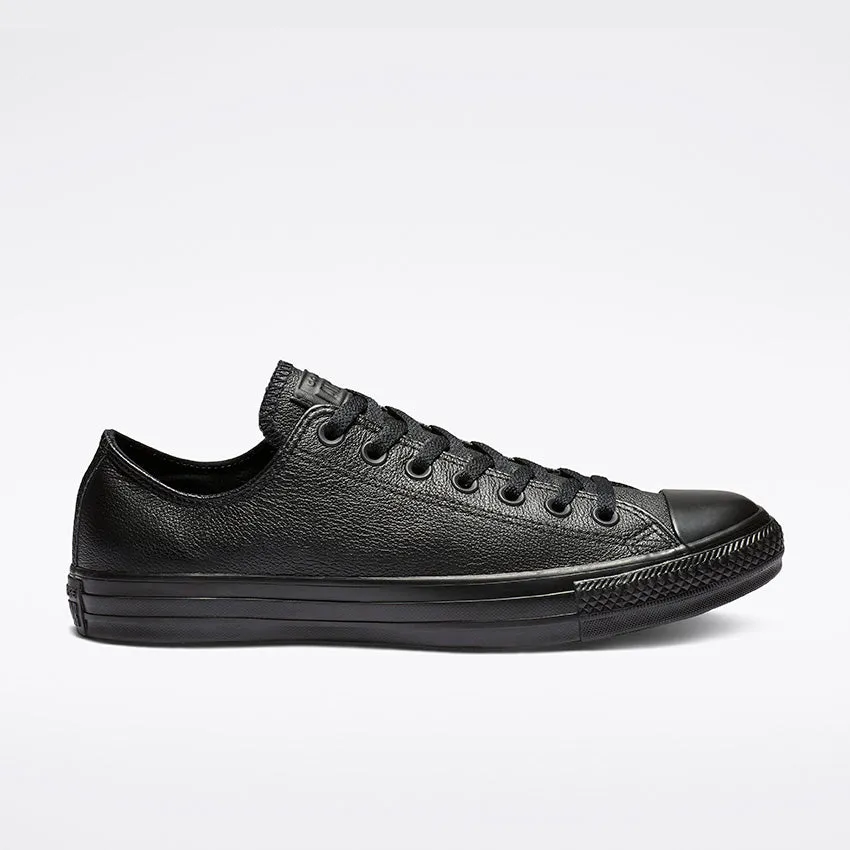 CONVERSE MEN'S CHUCK TAYLOR ALL STAR LOW TOP TRIPLE BLACK LEATHER SHOE