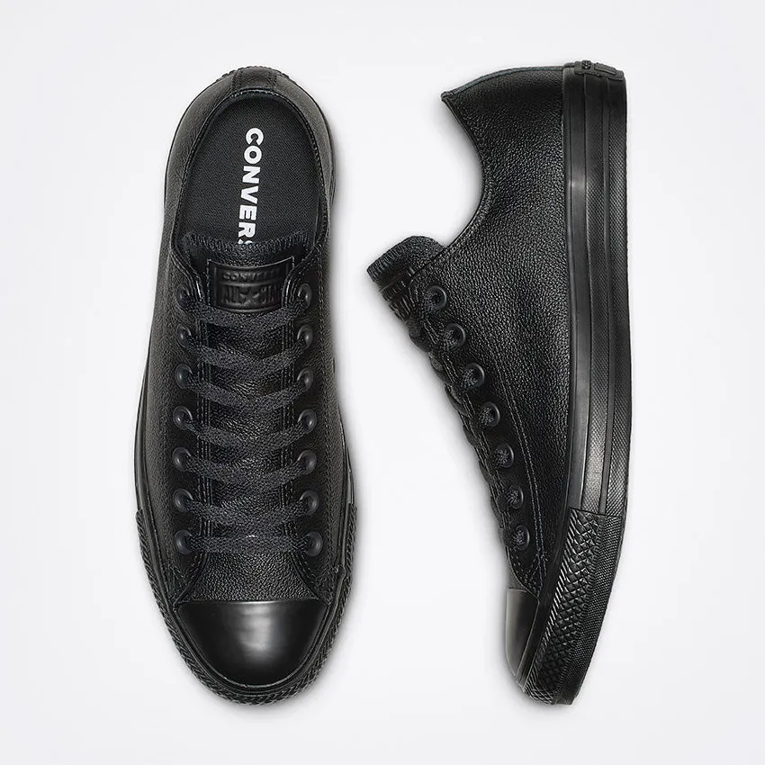 CONVERSE WOMEN'S CHUCK TAYLOR ALL STAR LOW TOP TRIPLE BLACK LEATHER SHOE