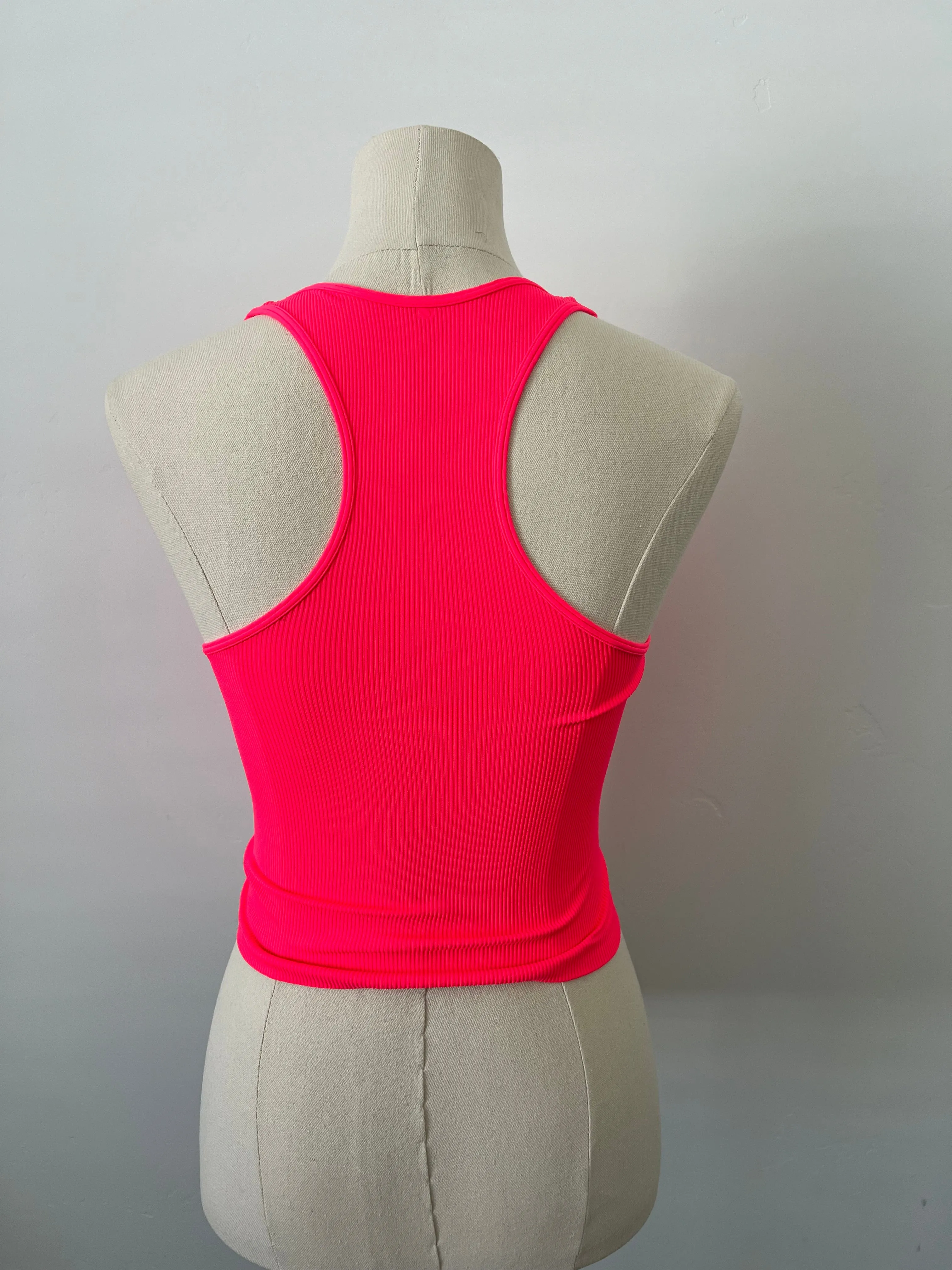 Cropped Racerback - Neon Coral
