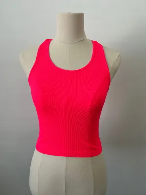 Cropped Racerback - Neon Coral