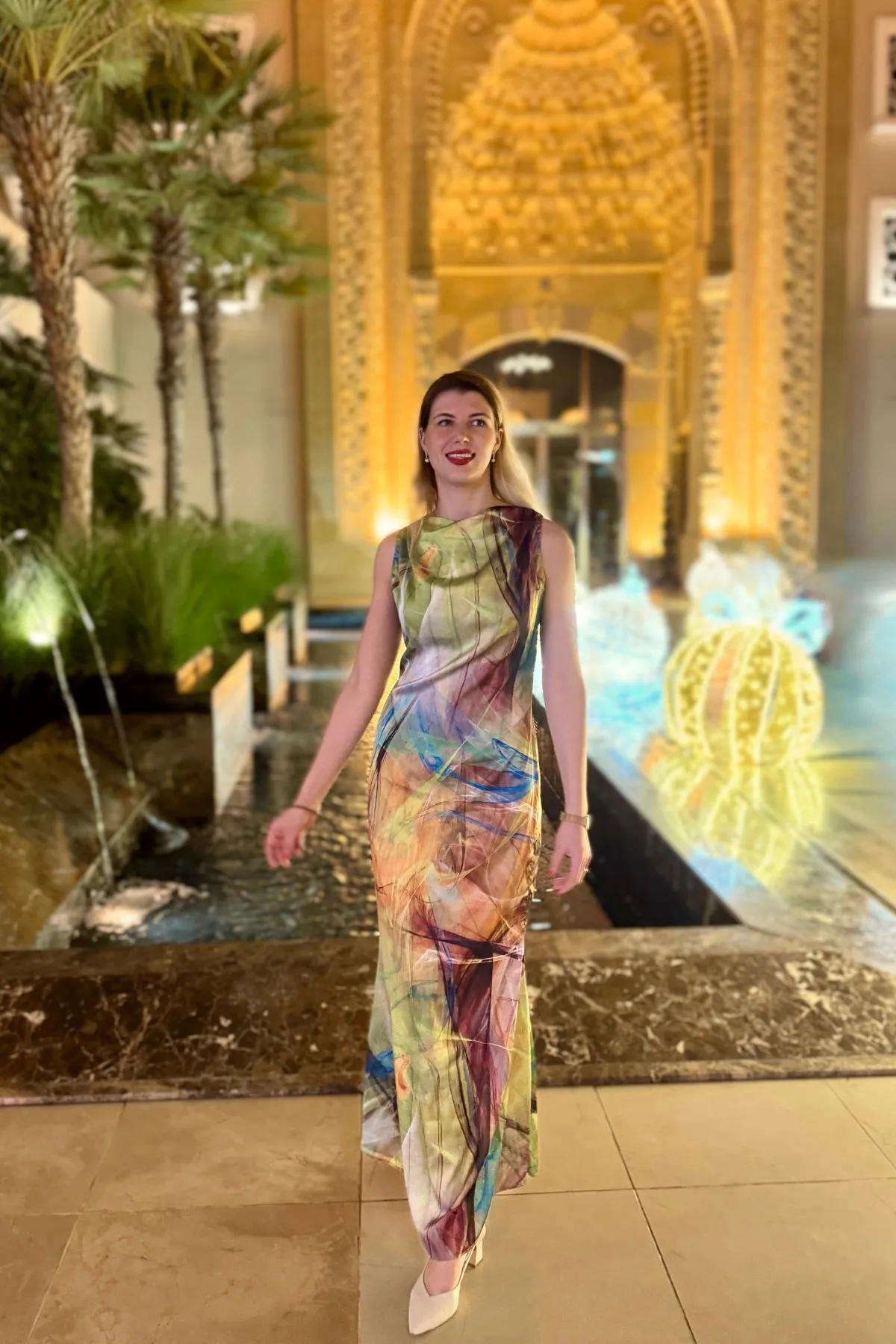 Dubai Synthwave Satin Dress