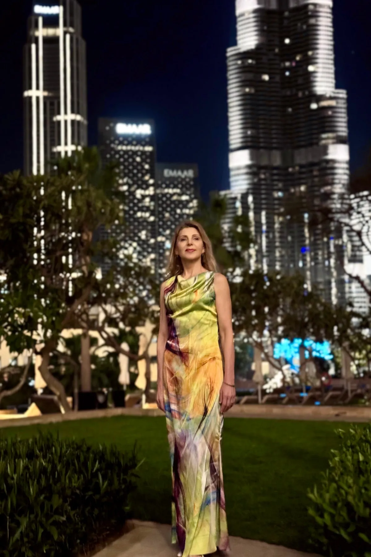 Dubai Synthwave Satin Dress