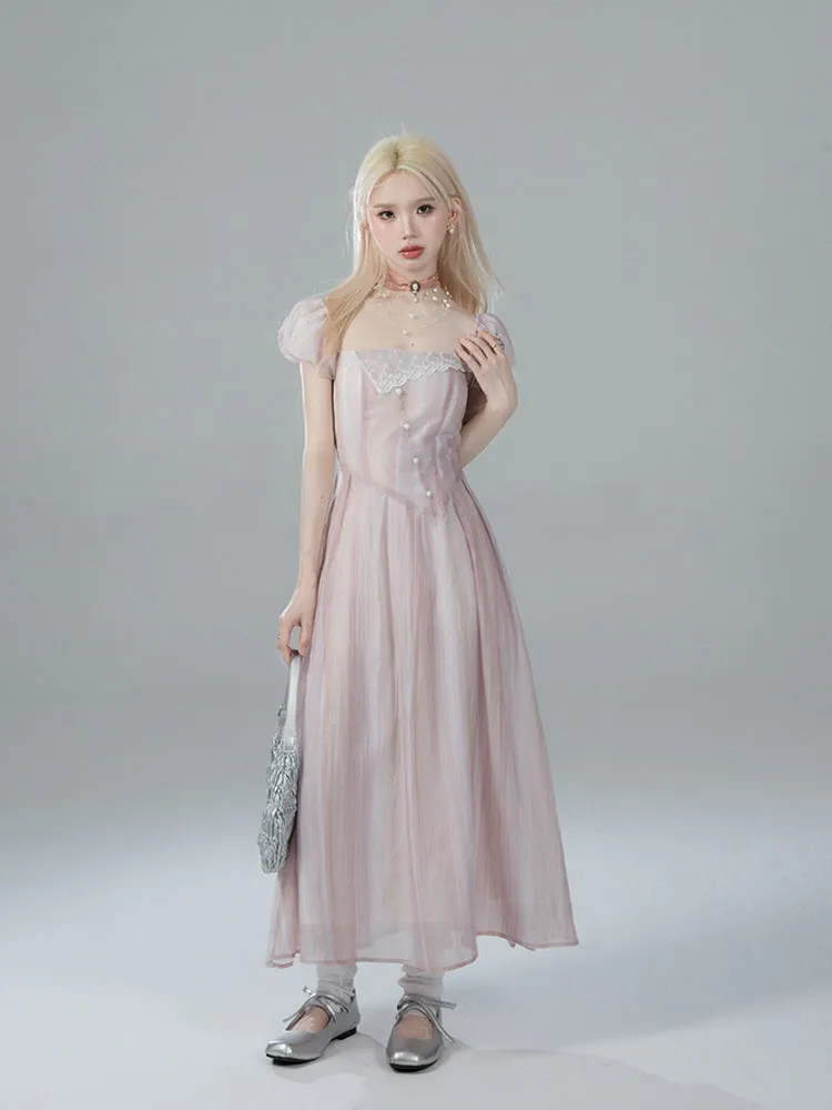 Ethereal Pearl Lace Dress