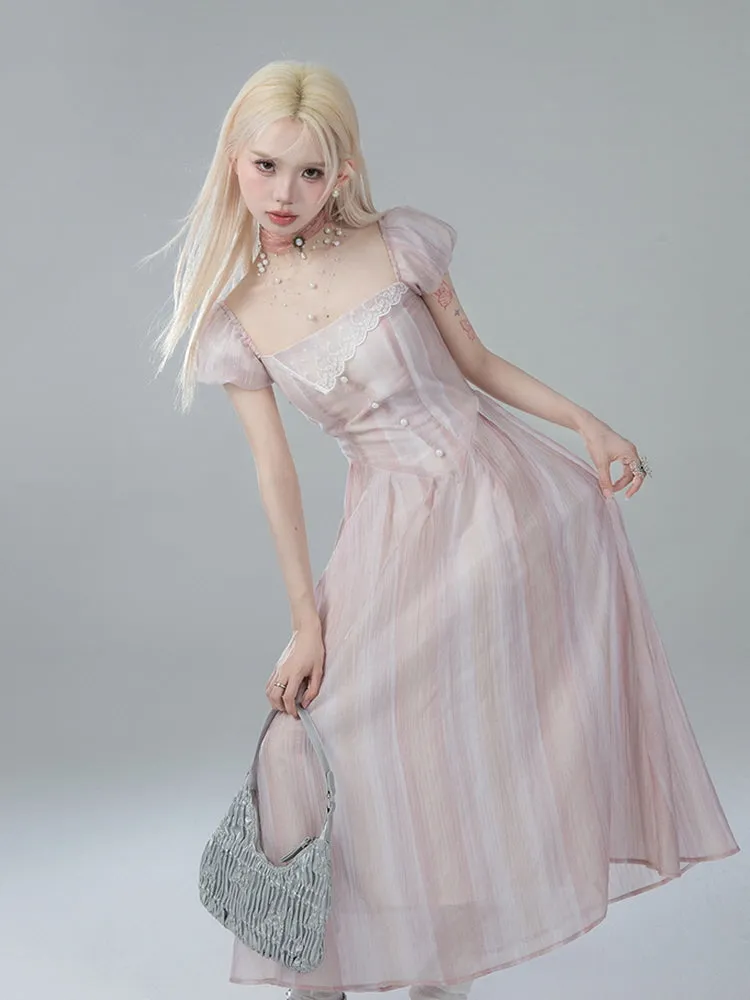 Ethereal Pearl Lace Dress