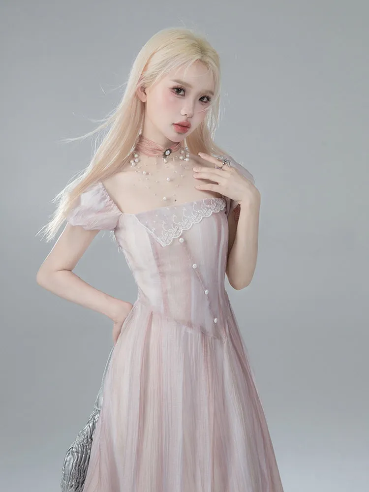 Ethereal Pearl Lace Dress